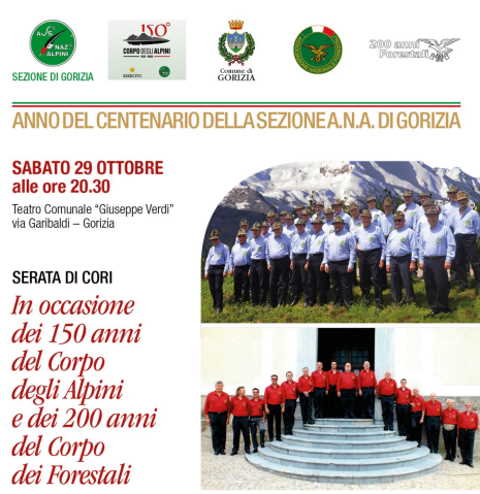 SABATO 29/10 FESTA IN MUSICA PER ALPINI E FORESTALE